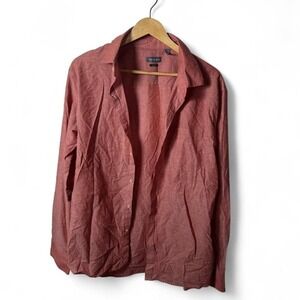 Van Heusen Slim Fit Shirt Men's Large 16-16.5 Red Button Up Long Sleeve Casual